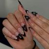 24 Piezas de Uñas Francesas de Almendra Postizas Con Diseño de Flor y Estrella 3D Longitud Media Desmontables Cubierta Completa Puntas de Uñas Postizas