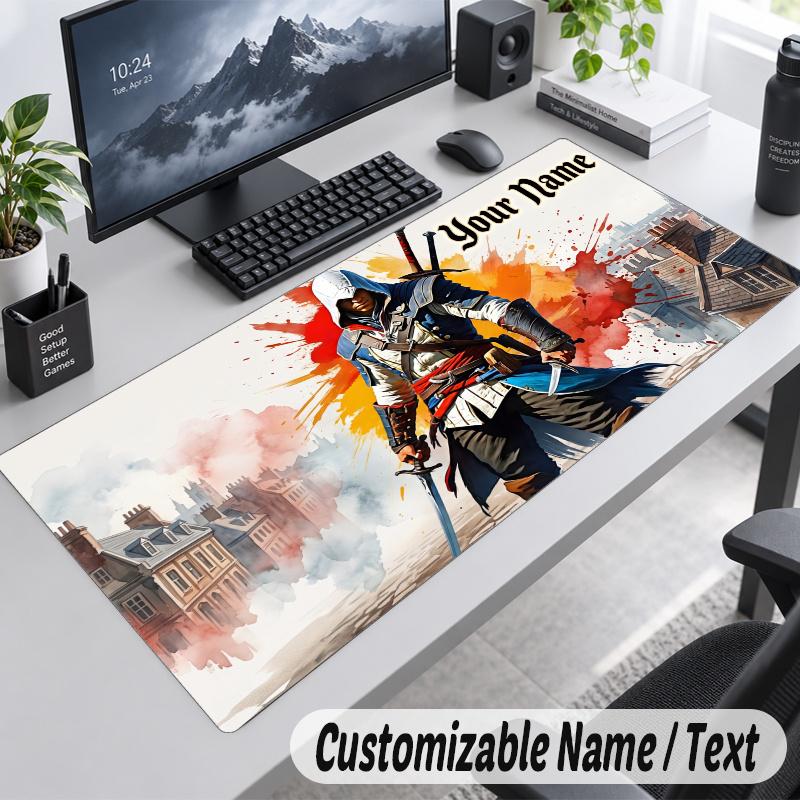 Assassin's Creed Personalized Large Mouse Pad Custom Name Text Extended Desk Mat Gaming Mousepad