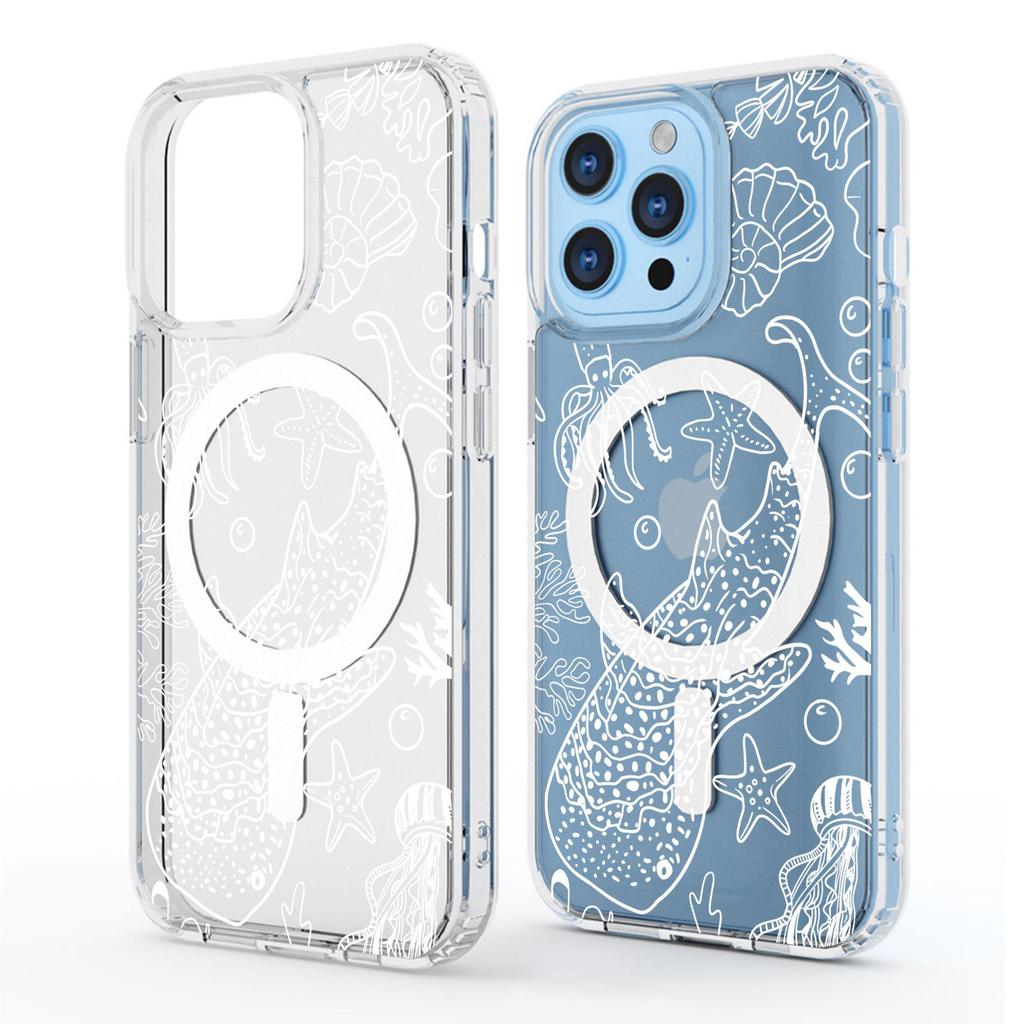 Undersea World Magnetic Transparent Case for iPhone 15/16/17 Pro Max - Full Protection