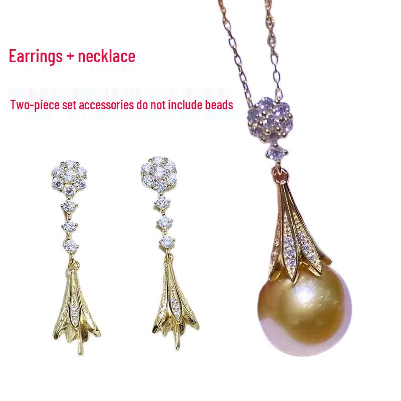 Elegant Pearl Stud and Zircon Tassel Necklace Set - DIY Fashion Jewelry