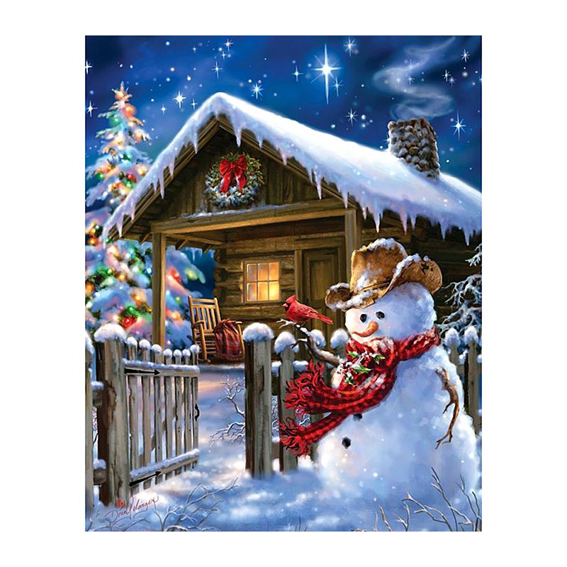 

5D Diy Алмазная картина Дом со снеговиком Алмазная вышивка Крестом Домашний декор Подарки ручной работы
