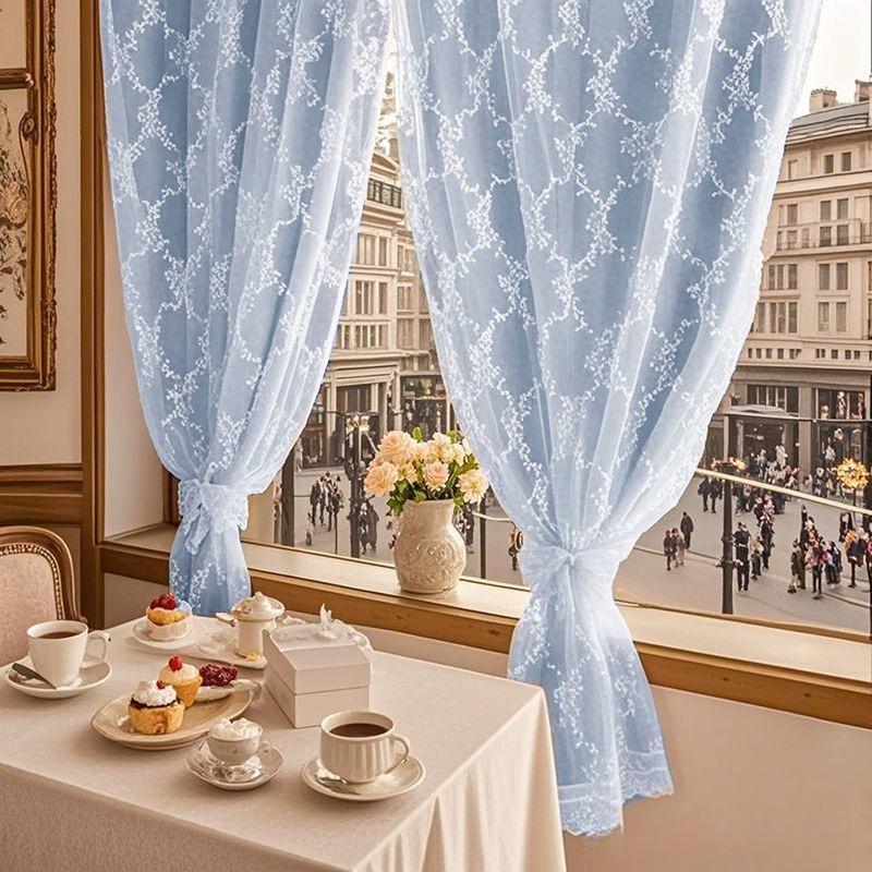2026 Velcro Jacquard Sheer Curtain, Blackout Curtain,Punch Free Sun Protection Lace Window Voile Curtain, Light Filtering Bay Window Drape