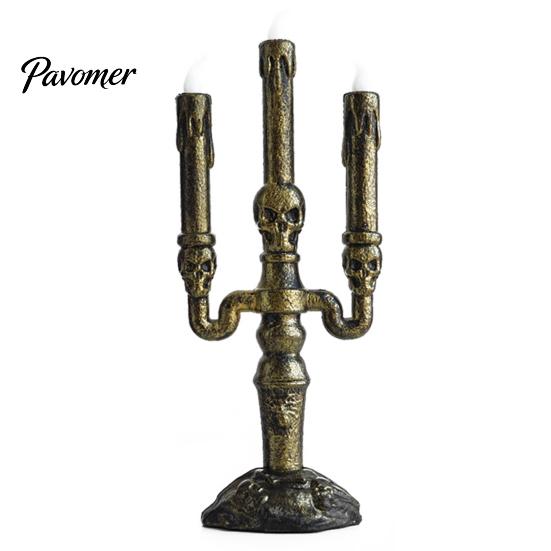 Battery Operated Lamps Halloween Pumpkin Night Light, LED Spooky Skeleton Desk Lamp, Electric Decorative Lights Candle Light for Holiday Party