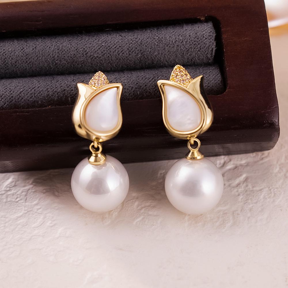 Silberne Nadel Katzenaugenstein Blume Ohrringe - Elegantes, vielseitiges Modeaccessoire für Frauen