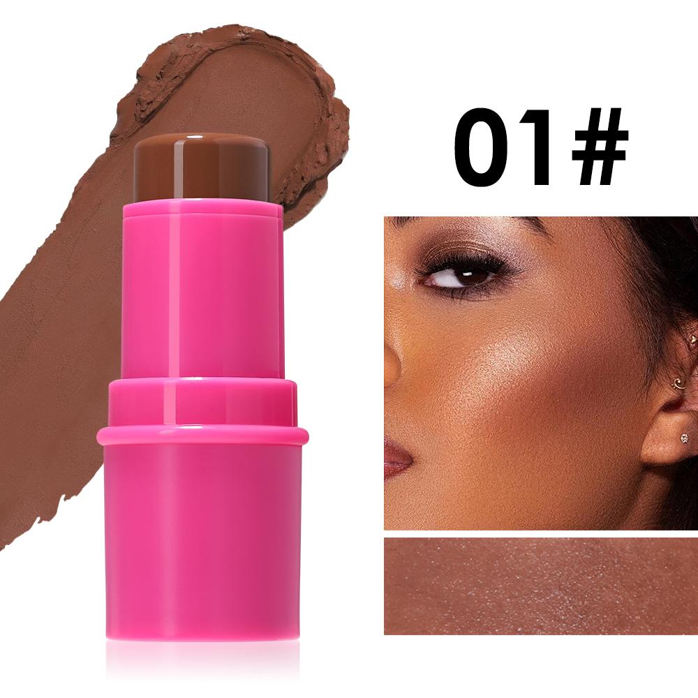 Julystar Makeup Stick, Contour Highlighter Blush Stick for Face, Shimmer High Light Stick, Creamy Natural Face Shaping Contour Brightening Blush Stick 1#