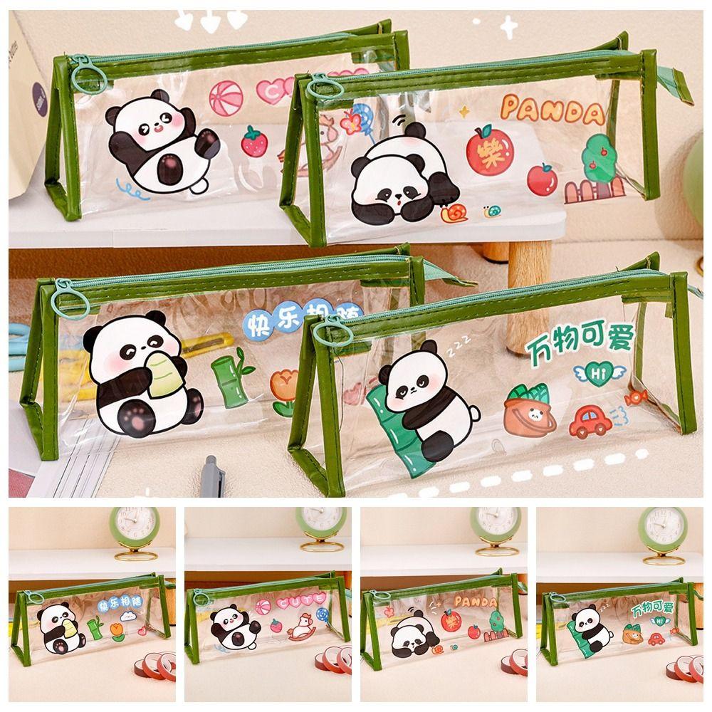 

Cute Cartoon Pen Case Transparent Stationery Storage Pouch Portable Giant Panda Pencil Bags Boys