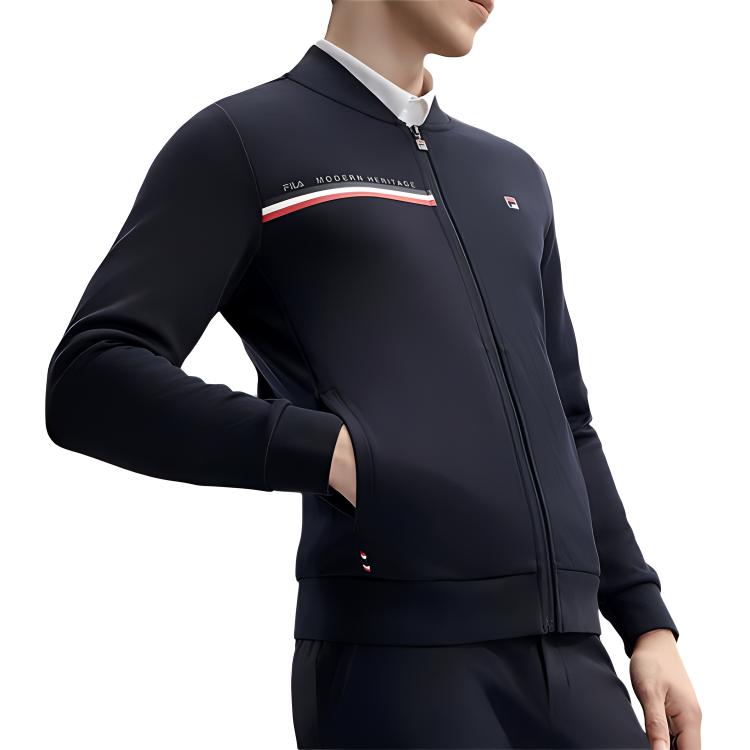 Fila Letter Zip Baseball Collar Long Sleeve Jacket Men Jacket Legendary-Blue F11M411501F-NV