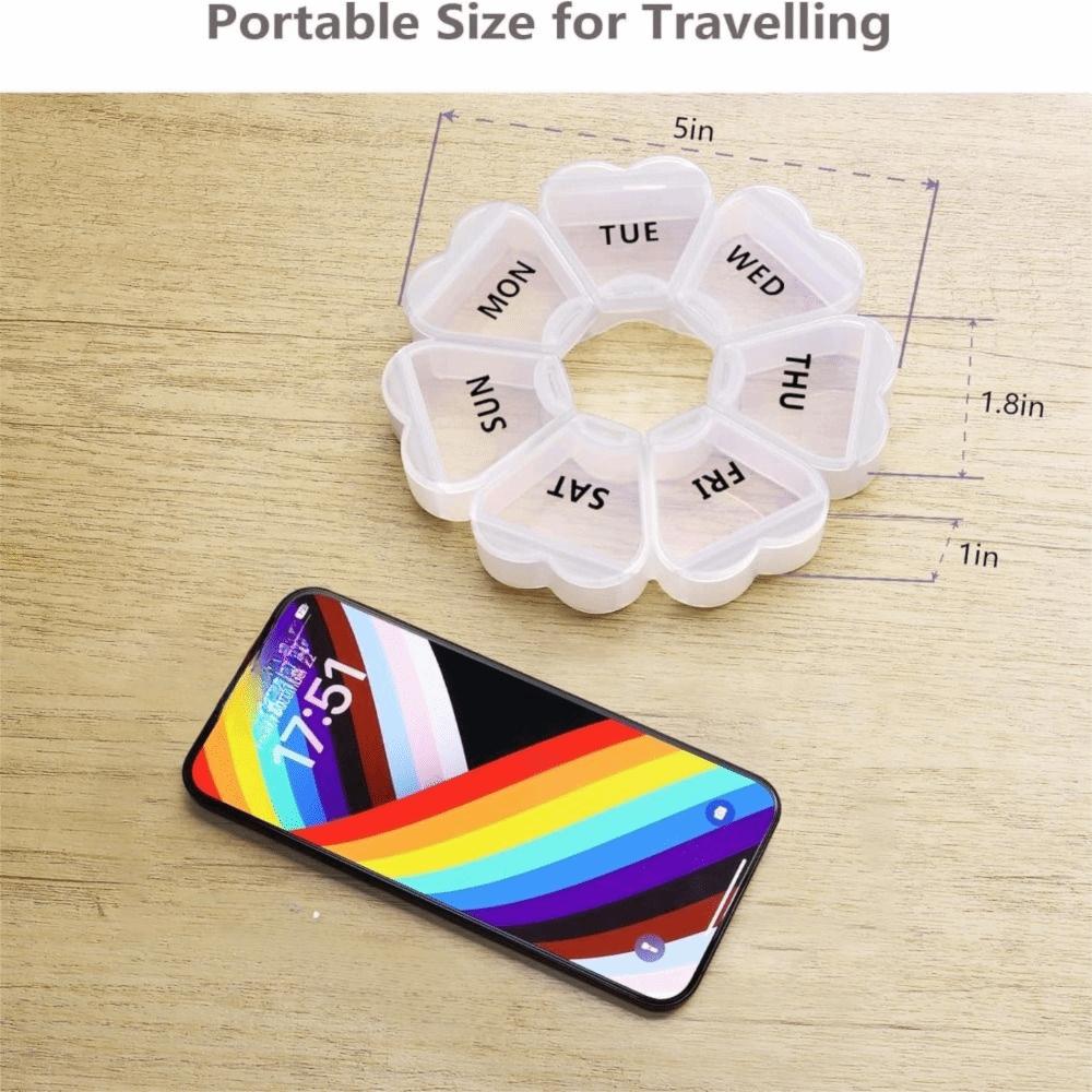 Large Capacity Pill Organizer Weekly 7 Day Compartments Easy Open Daily Pill Box Portable Pill Dispenser Case