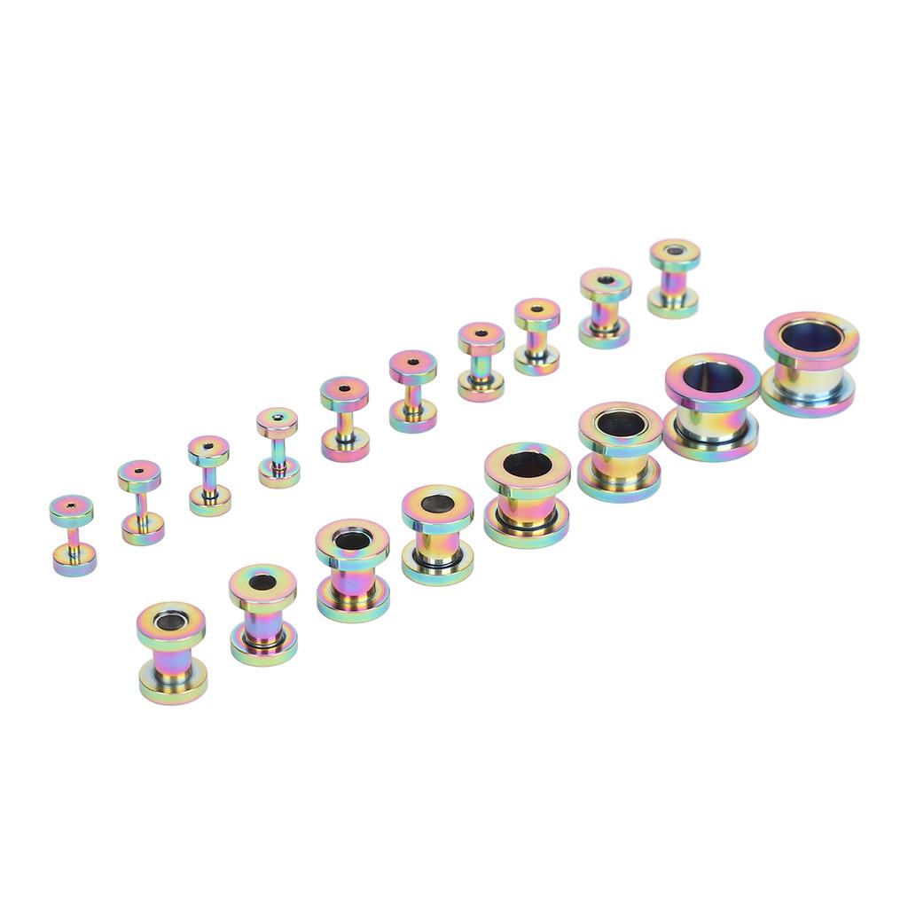 18pcs Stainless Steel Ear Tunnels 14G To 00G Stretching Kit Double Flared Piercing Jewelry Ear Gauges Plugs