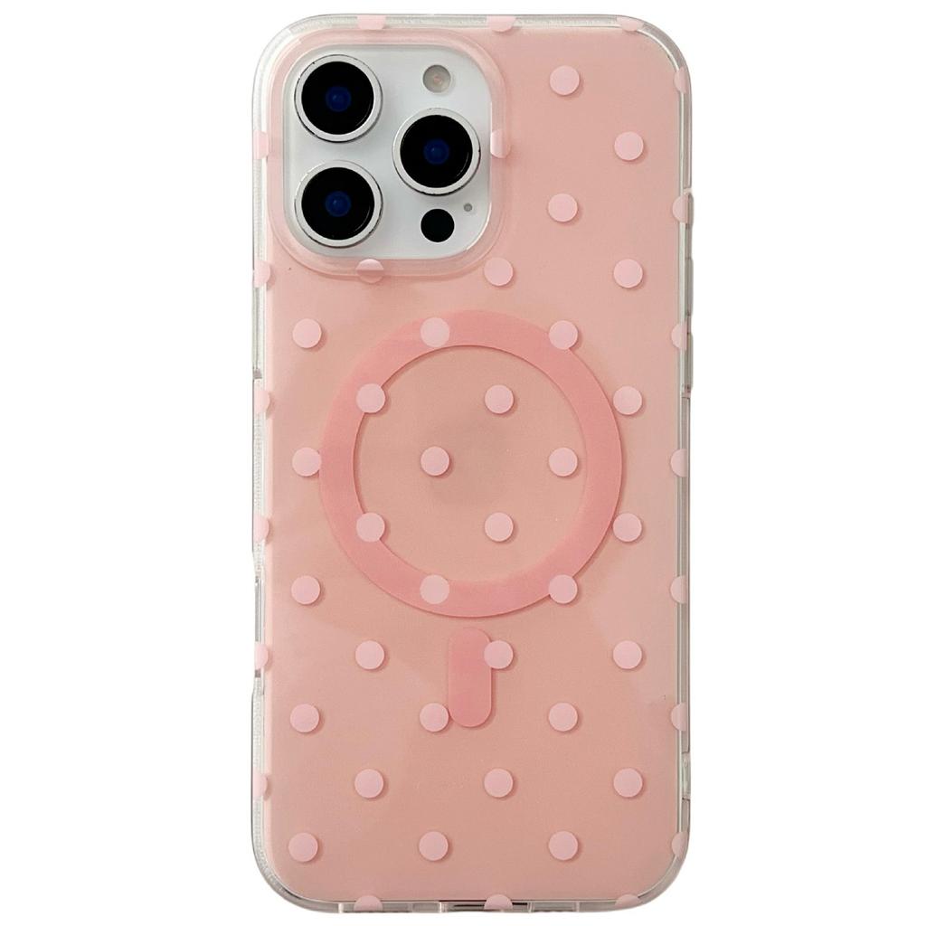 For iPhone 16 Pro Case Polka Dot Pattern TPU + PC Phone Cover Compatible with MagSafe