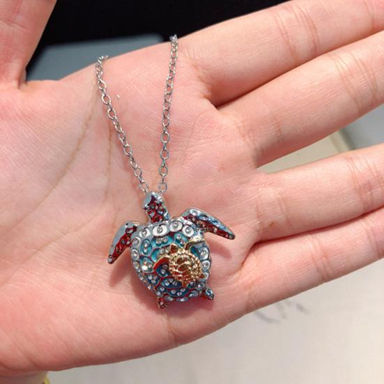 Fashion Women Rhinestone Turtle Mother Baby Pendant Chain Necklace Jewelry Gift