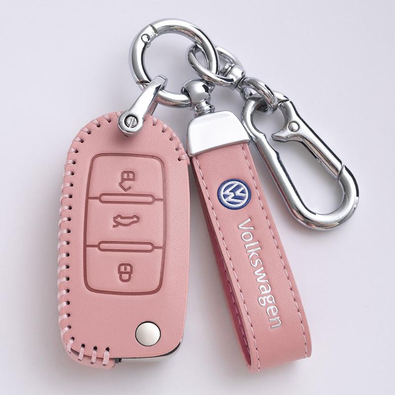 For VOLKSWAGEN VW Leather Car Remote Key Case Cover Protection Holder Shell Fob For VW Volkswagen Golf 7 MK7 Tiguan MK2 Auto Key