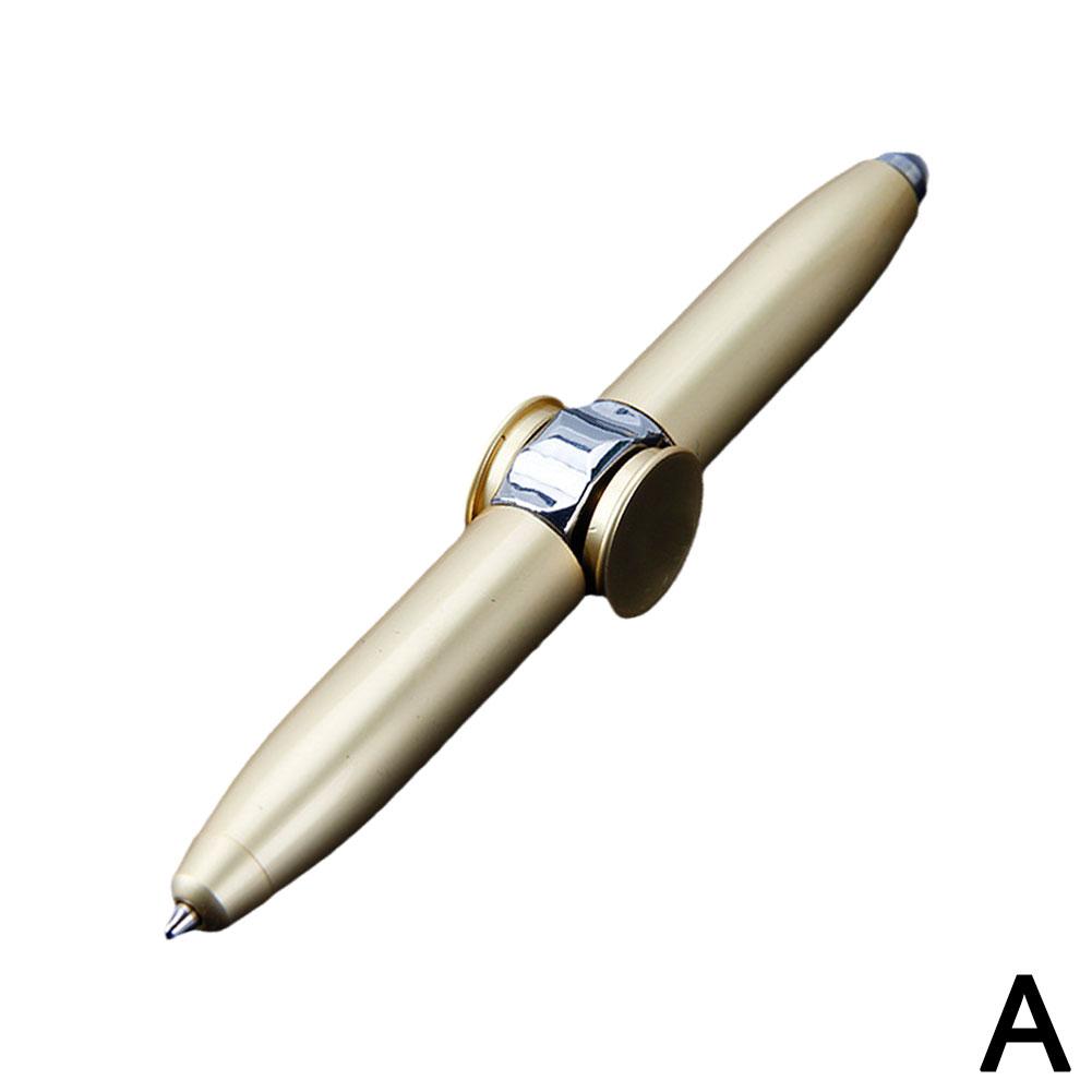 Led Fingertip Spinning Pen Fidget Anxiety Decompression Gyro Metal Ballpoint Gyroscope Pen Writing Pens school For Kids Adults