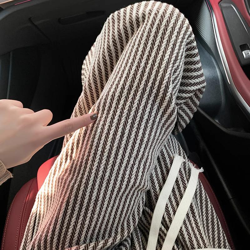 Korean Style 2025 High Waist Retro Pinstripe Wool Pants: Women’s Slimming Wide-Leg, Floor-Length for Spring, Autumn, Winter.