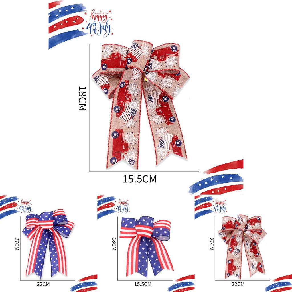 New Festive Independence Day Bows Decorative Stars Stripes Colorful Hanging Ornaments