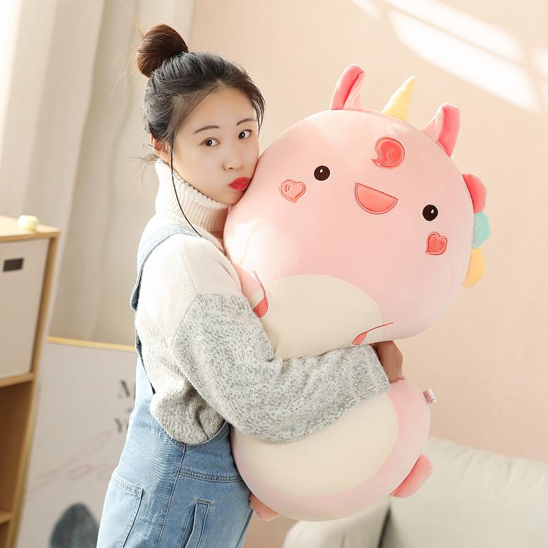 45~80cm Stuffed Cartoon Huggable Animal Doll Unicorn Dinosaur Pig Soft Plush Toy Lovely Buddy Kids Gift