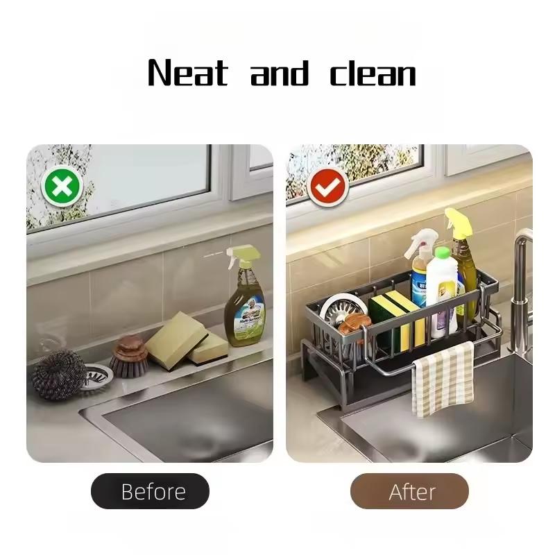 Kitchen Sink Sponge Holder ABS Material Durable Soap Rack Kitchen Supplies Storage Rack Home Spice Rack Drainage Shelf