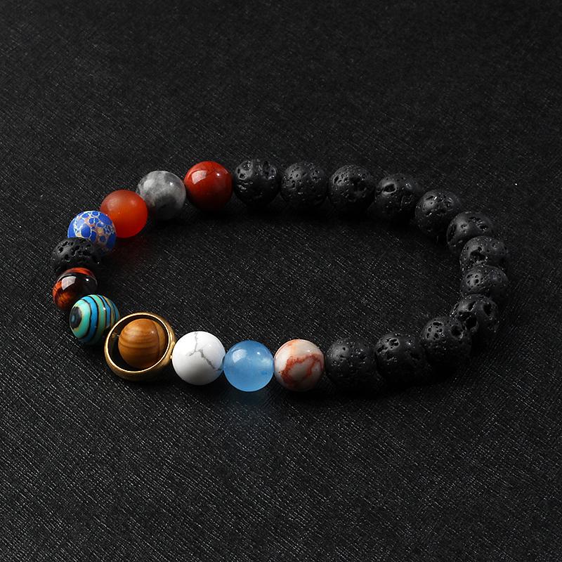 Universe Galaxy Eight Planets Bracelets Solar System Guardian Star Natural Stone Beads Bangles for Women Jewelry Drop Shipping