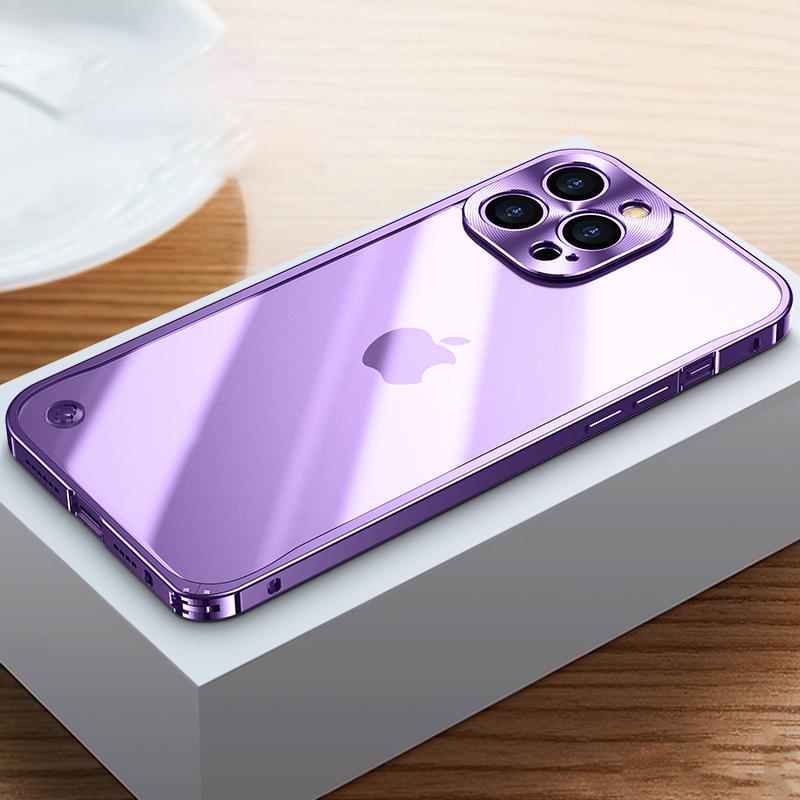 Coque de téléphone à cadre métallique Pour iPhone 17 11 12 13 14 15 16 Pro Max Alliage d'aluminium Protection Complète de l'Objectif Coque Arrière Métallique Plaqué Pour iPhone 13 mini