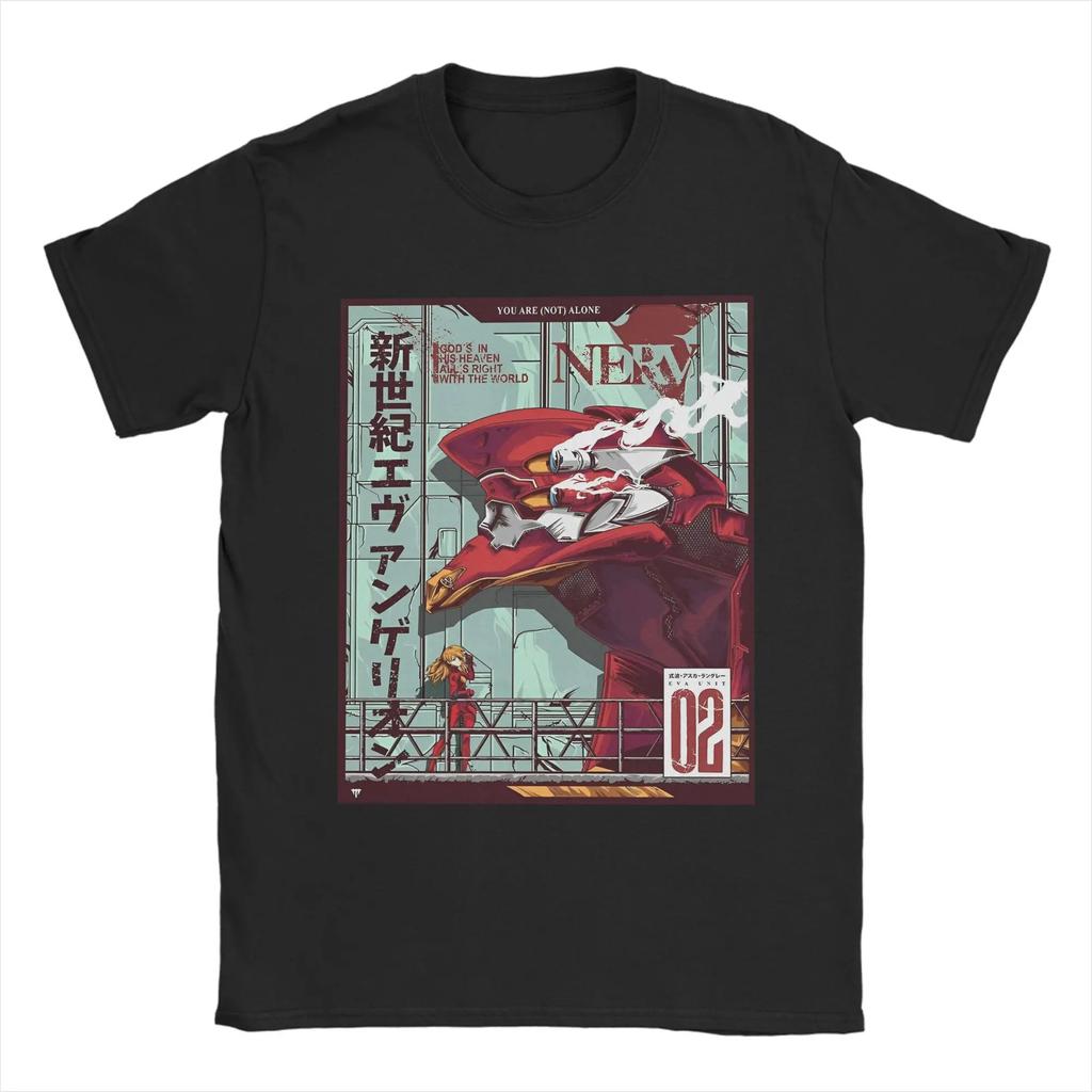 EVA Anime Printing Cotton T-shirt Men and Women Comfortable Fashion Street Y2K Summer Absorb Sweat Loose T-shirt