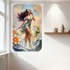 Sexy Purple - Haired Woman Off - Shoulder Dress Tin Sign Vintage Metal Wall Decor for Bar Pub Home Fantasy Ocean Waves Art Metal
