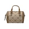 Tory Burch T Monogram Canvas And Leather Boston Bag With Adjustable Shoulder Strap Women handbags Hazelnut-Brown 83970-371