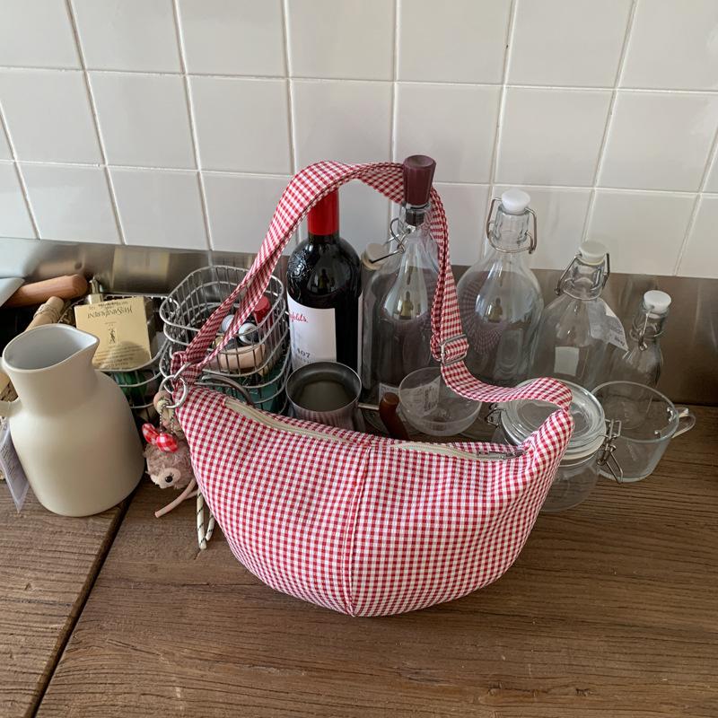 Small Fresh Plaid Bag Women's New Casual Shoulder Messenger Bag Versatile Large-capacity Dumpling Bag