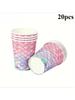 Mermaid Party Supplies Set with Plates Napkins Tablecloth Banner and Cupcake Toppers Perfect for Birthday Party Decorations