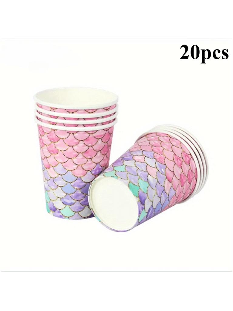Mermaid Party Supplies Set with Plates Napkins Tablecloth Banner and Cupcake Toppers Perfect for Birthday Party Decorations