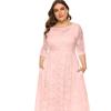 Taglie forti Xl-6xl Abito da sera popolare di nuova moda Lunghezza media Abiti da donna in pizzo cavo Rosso Bianco Nero Blu Verde Abiti