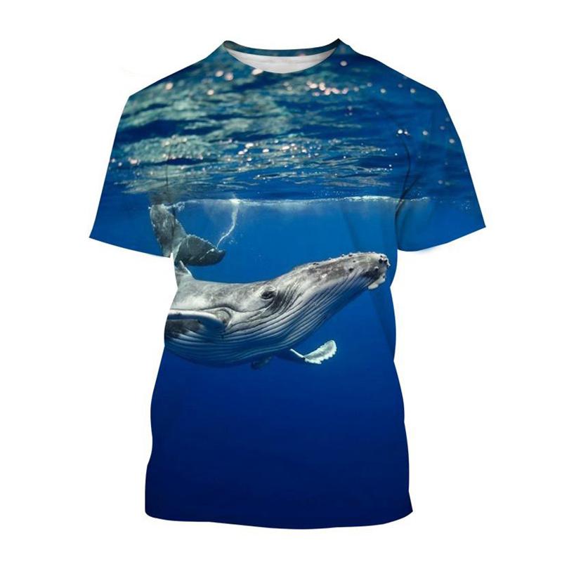 Summer Sea Fish Whale 3d Printed T-shirt Street Men's Fashion Harajuku Casual O-neck T-shirt T-shirt Top Clothing