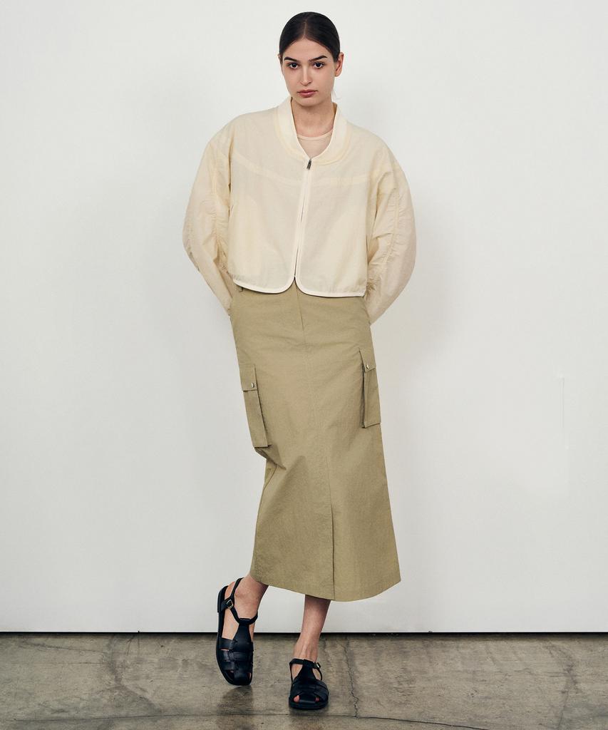 Laneonkyulleoseu Utility Cargo Midi Skirt_Light Khaki