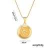 New North 12 Zodiac Sign Necklace Stainless Steel Fashion Jewelry Ancient Roman Coin Relief 12 Zodiac Pendant Necklace Women
