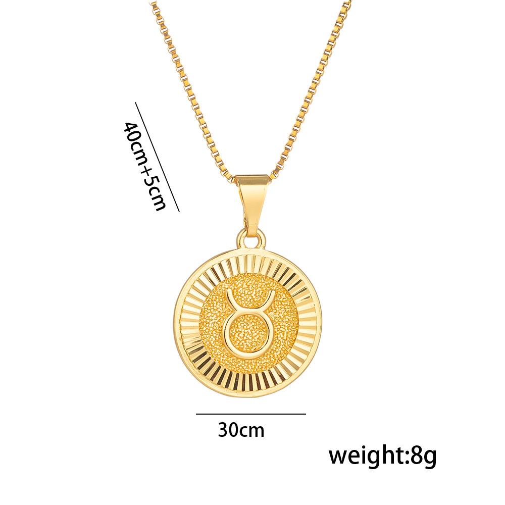 New North 12 Zodiac Sign Necklace Stainless Steel Fashion Jewelry Ancient Roman Coin Relief 12 Zodiac Pendant Necklace Women