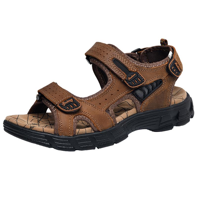 New Men's Thick Soled Leather Sandals Casual Sports Men's Shoes Outdoor Beach Slippers Large Size Non-slip Fashion Men's Shoes