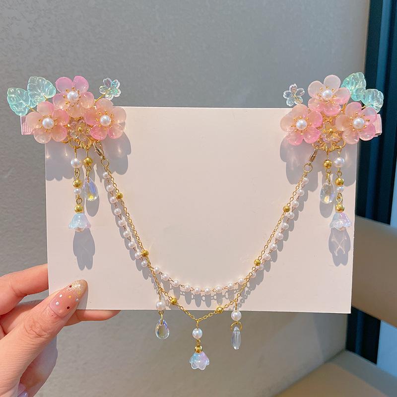 Chinese Style Hanfu Hairpin Set for Girls - Includes Hair Clips, Swaying Tassels, and Butterfly Accessories