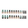 24 Pieces Nail Art Piece Wearing Nail Piece Dark Green National Style Removable Nail Art Piece Line Rose False Nail