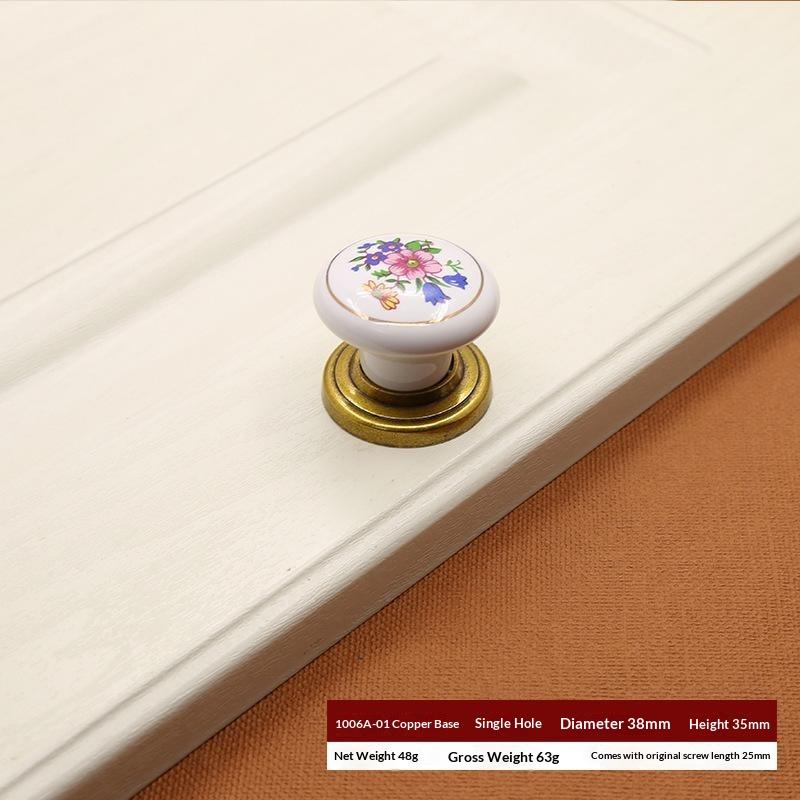 European Flower Ceramic Handles Kitchen Cabinet Storage Dressers Classic Wardrobe Cabinet Closet Door Pulls