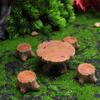 Amosfun Miniature Stump Table and Chair Miniature Model Chair Decorative Mini House Interior Garden Outdoor Resin Set, Figurine, Ornament,