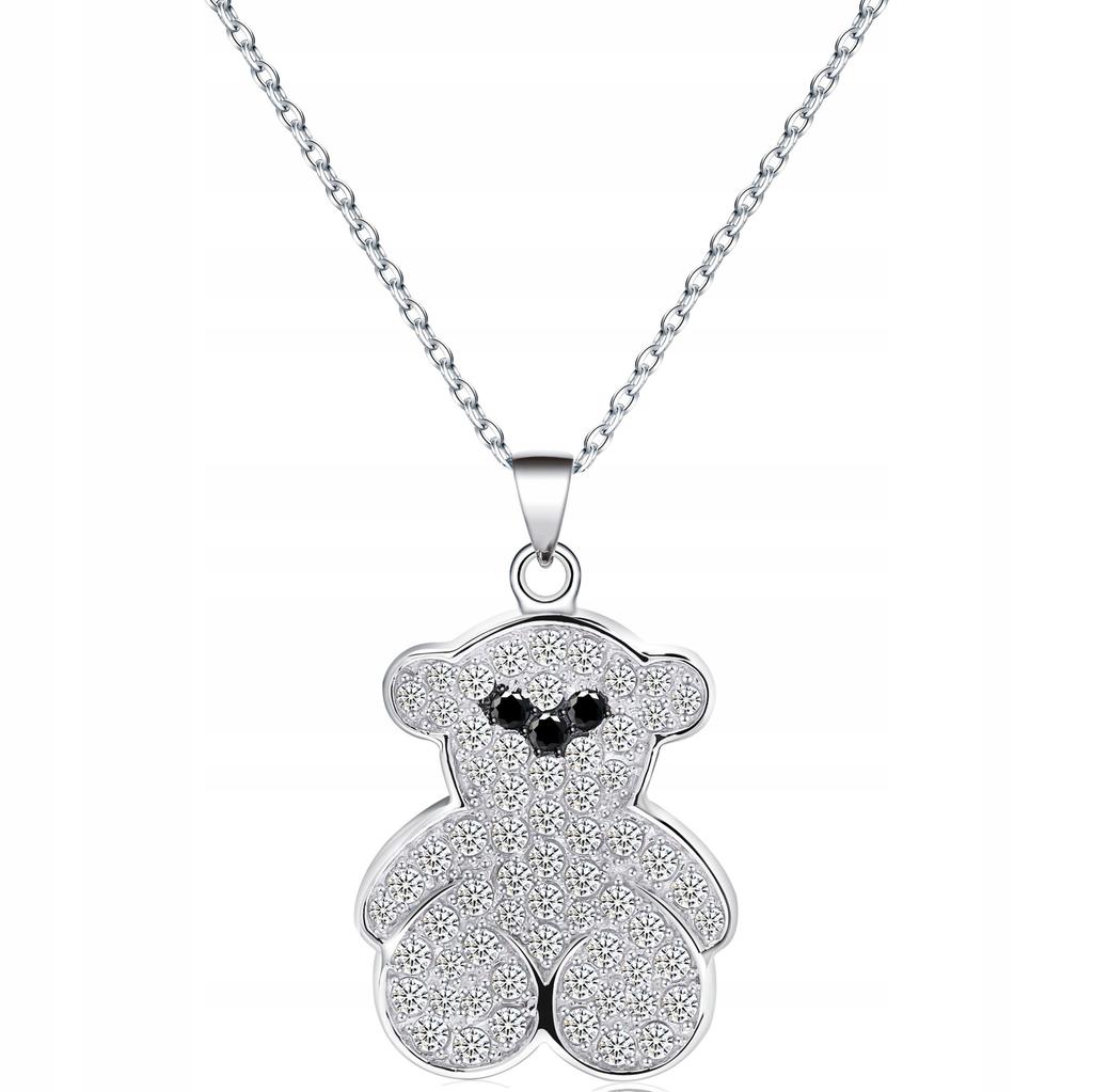 Teddy Bear Necklace Pendant S925 Zircons
