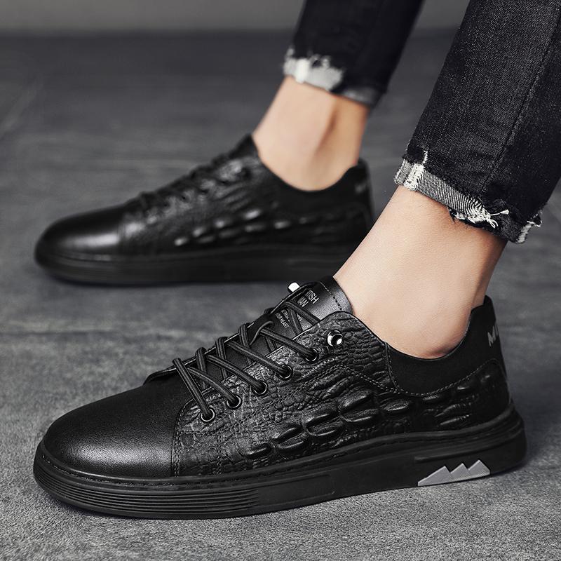 Herrenmode Italienischer Stil Echtes Leder Oxford Schuhe Outdoor Rutschfest Lässige Lederschuhe Flache Designer Krokodilmuster Arbeitsschuhe