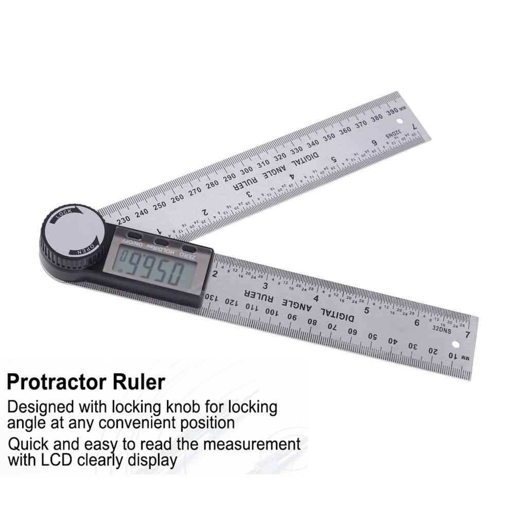 10‑390mm Stainless Steel Electronic Protractor Digital Goniometer Angle Finder Miter Gauge Ruler Goniometer Ruler