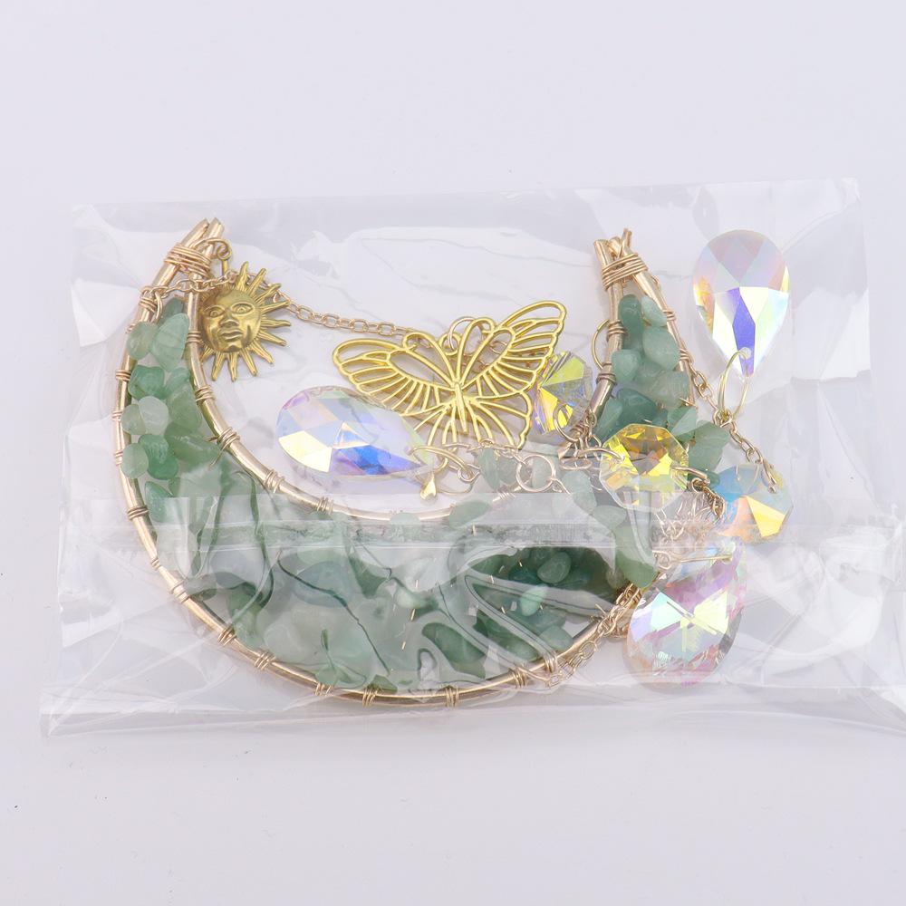 Natural Crystal Butterfly Wind Chime: Moon Pendant & Sun Catcher for Home & Garden T85