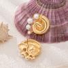 Trendy Gold Conch Pearl Earrings for Vacation Wear