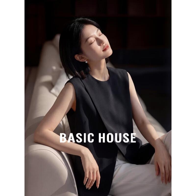 Basic House French Style Round Neck Sleeveless Slit Blouse XL