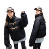 Horn button bread jacket women's 2025 winter thickened warm down cotton jacket short loose version padded jacket cotton jacket