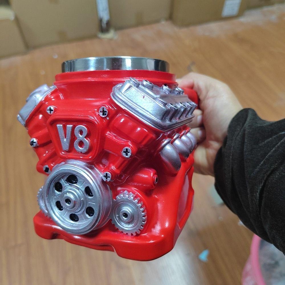 Retro V8 Motoren Roestvrijstalen Beker met Handvat Isolatie Auto Mok Geschenken voor Mannen en Jongens