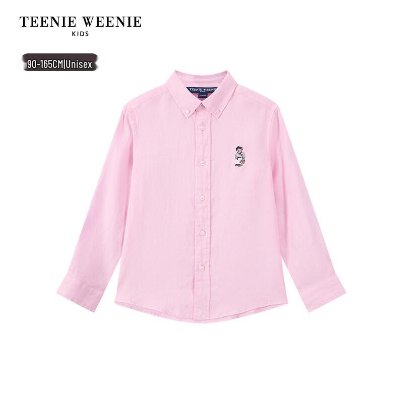 Teenie Weenie Kids Unisex Linen Embroidered Bear Shirt