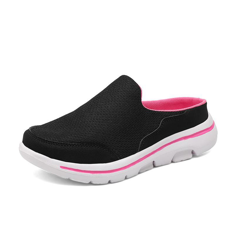 2025 summer baotou color matching half tray women's shoes multi-color mesh casual shoes lazy slippers