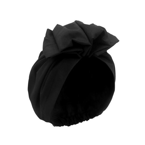 Turban Hat Retro French Style Flower Decor Women Hat Solid Color Breathable Wind-proof Headwear Daily Wear